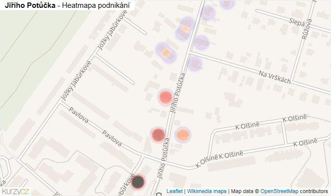 Mapa Jiřího Potůčka - Firmy v ulici.