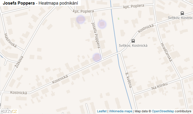 Mapa Josefa Poppera - Firmy v ulici.