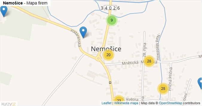 Mapa Nemošice - Firmy v části obce.