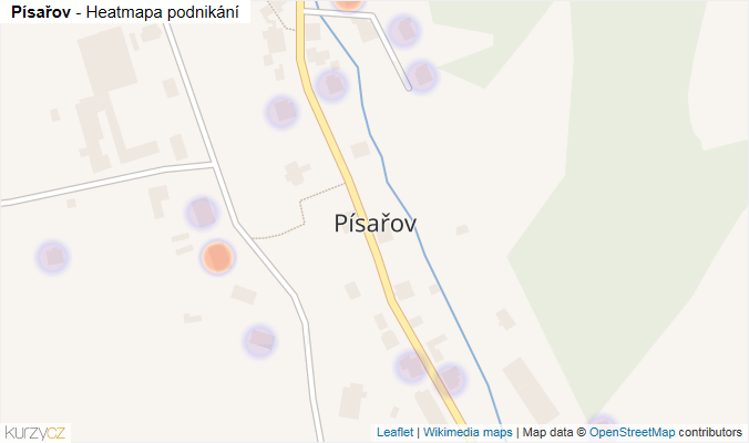 Mapa Písařov - Firmy v části obce.