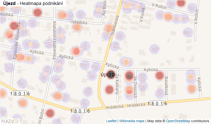 Mapa Újezd - Firmy v části obce.