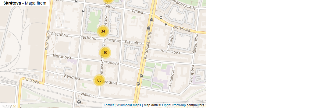 Mapa Skrétova - Firmy v ulici.