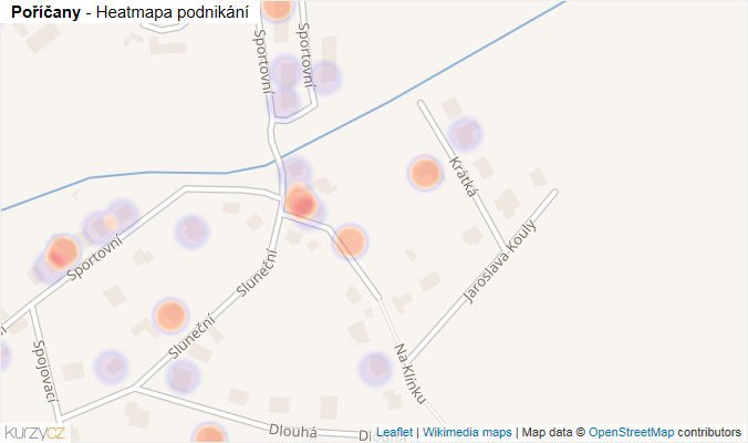 Mapa Poříčany - Firmy v obci.
