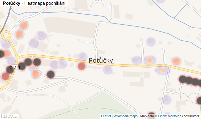 Mapa Potůčky - Firmy v části obce.
