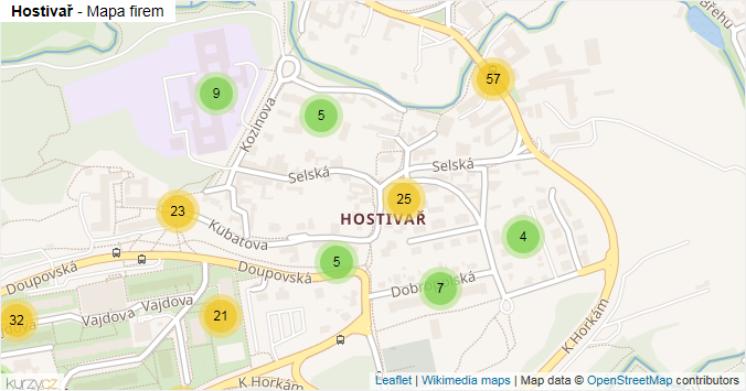Mapa Hostivař - Firmy v části obce.