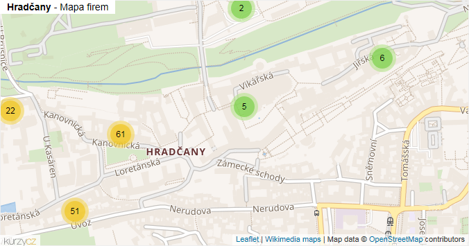 Mapa Hradčany - Firmy v části obce.