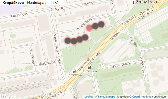 Mapa Kropáčkova - Firmy v ulici.