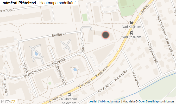 Mapa náměstí Přátelství - Firmy v ulici.