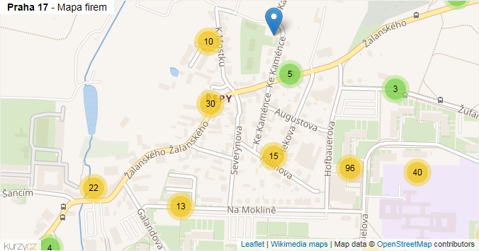 Mapa Praha 17 - Firmy v městské části.