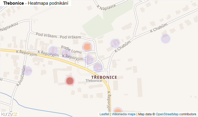 Mapa Třebonice - Firmy v části obce.