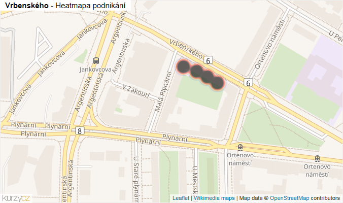 Mapa Vrbenského - Firmy v ulici.