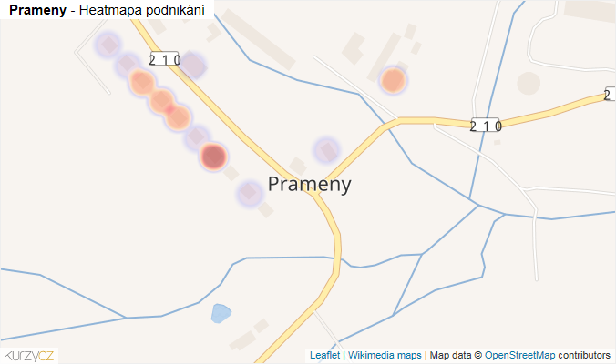 Mapa Prameny - Firmy v části obce.