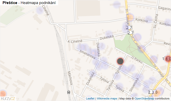 Mapa Přeštice - Firmy v obci.