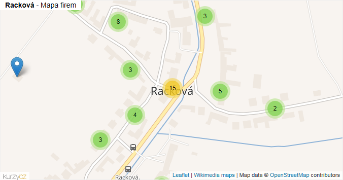Mapa Racková - Firmy v obci.