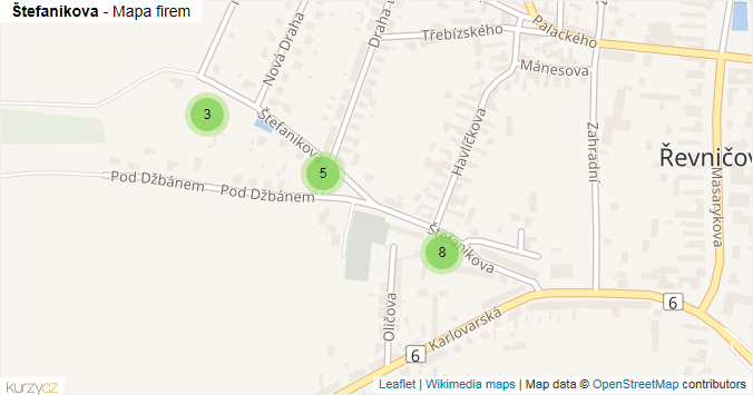 Mapa Štefanikova - Firmy v ulici.
