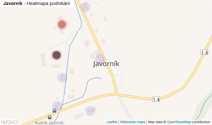Mapa Javorník - Firmy v části obce.