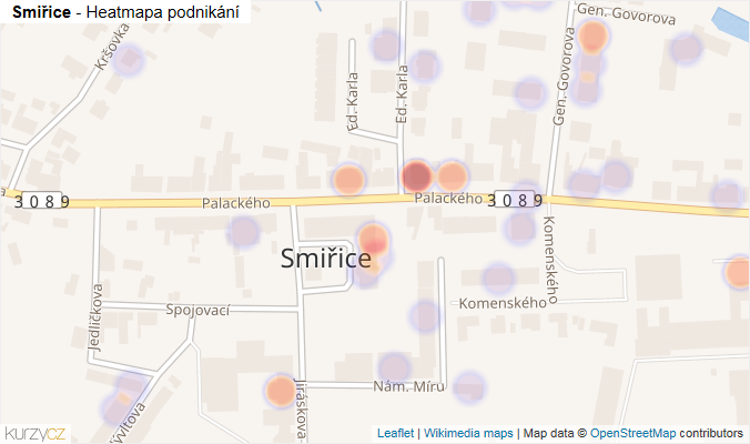 Mapa Smiřice - Firmy v části obce.