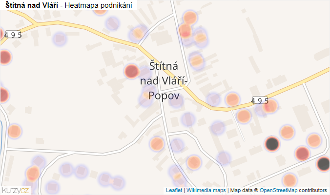 Mapa Štítná nad Vláří - Firmy v části obce.