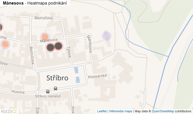 Mapa Mánesova - Firmy v ulici.