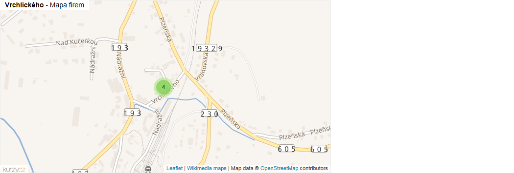 Mapa Vrchlického - Firmy v ulici.