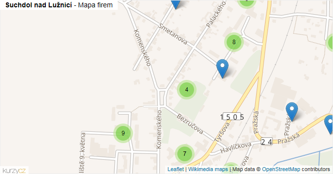 Mapa Suchdol nad Lužnicí - Firmy v obci.