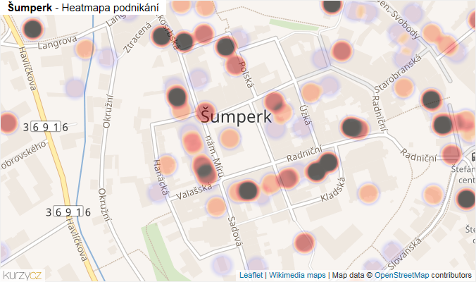 Mapa Šumperk - Firmy v části obce.