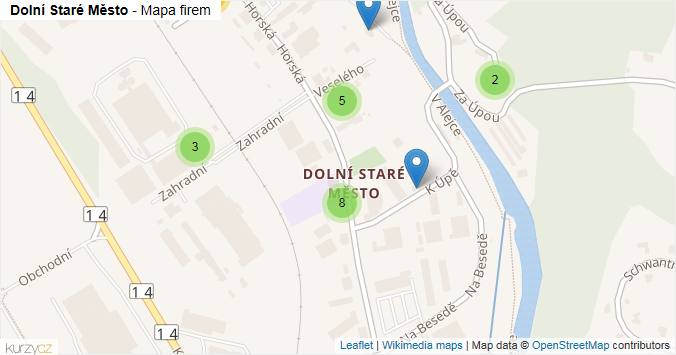 Mapa Dolní Staré Město - Firmy v části obce.