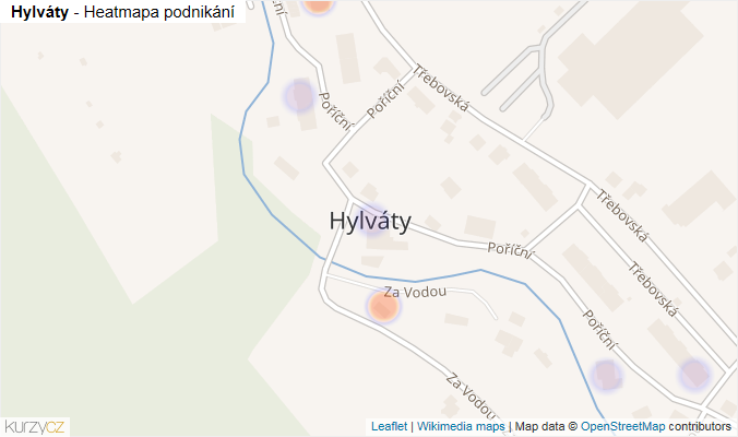Mapa Hylváty - Firmy v části obce.