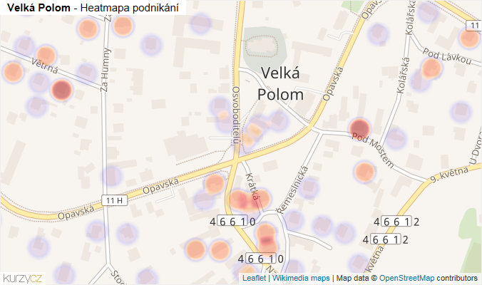 Mapa Velká Polom - Firmy v části obce.