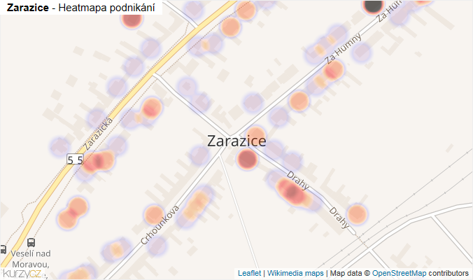 Mapa Zarazice - Firmy v části obce.