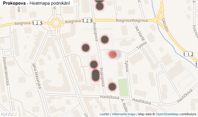 Mapa Prokopova - Firmy v ulici.