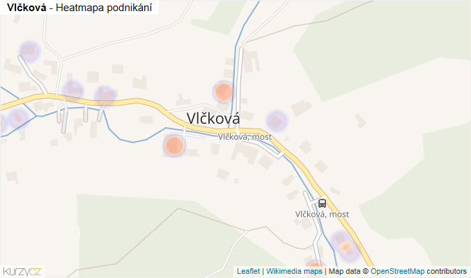 Mapa Vlčková - Firmy v části obce.