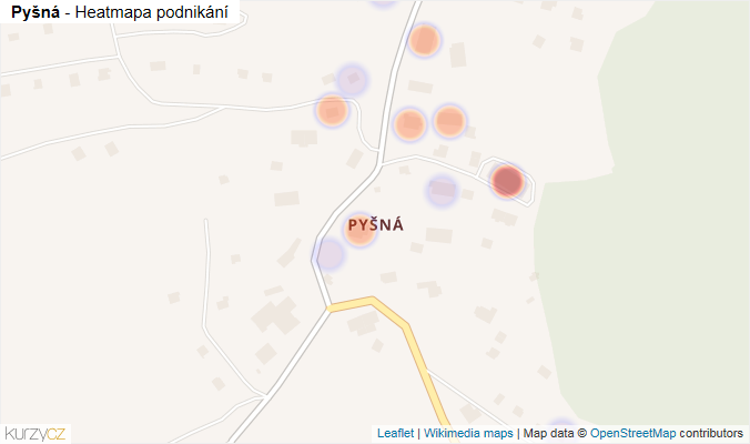 Mapa Pyšná - Firmy v části obce.