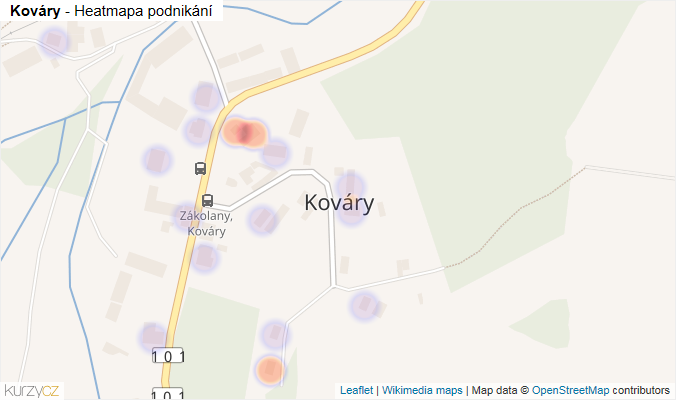 Mapa Kováry - Firmy v části obce.