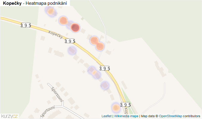 Mapa Kopečky - Firmy v ulici.