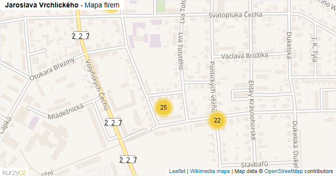 Mapa Jaroslava Vrchlického - Firmy v ulici.