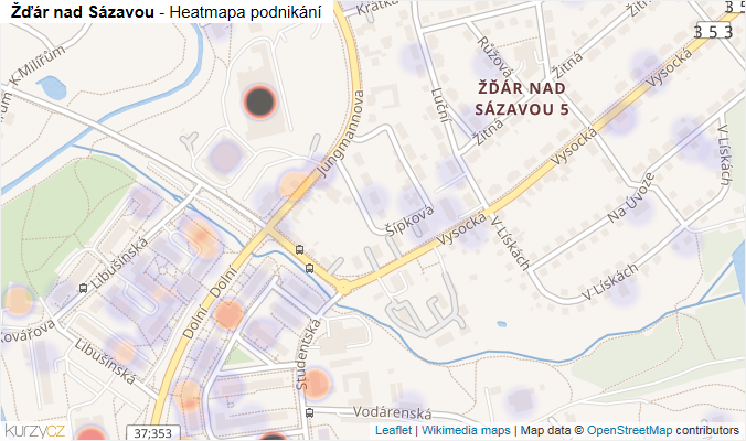 Mapa Žďár nad Sázavou - Firmy v obci.
