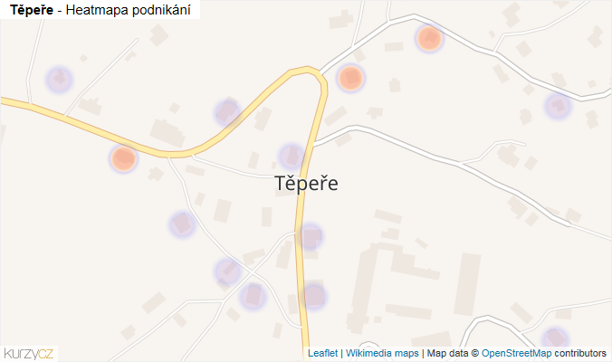 Mapa Těpeře - Firmy v části obce.