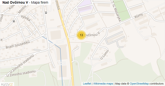 Mapa Nad Ovčírnou V - Firmy v ulici.