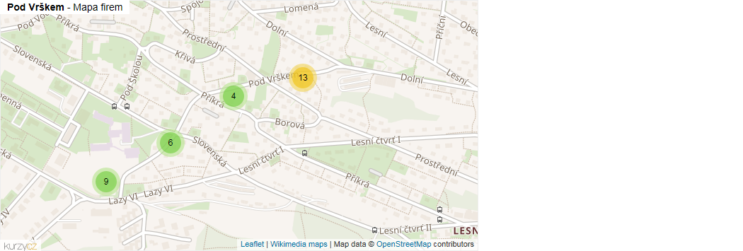 Mapa Pod Vrškem - Firmy v ulici.