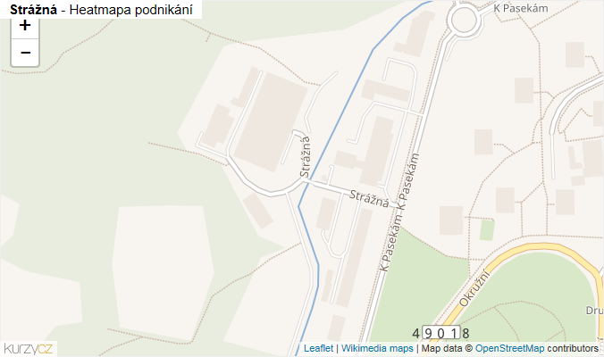 Mapa Strážná - Firmy v ulici.