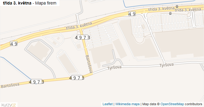Mapa třída 3. května - Firmy v ulici.