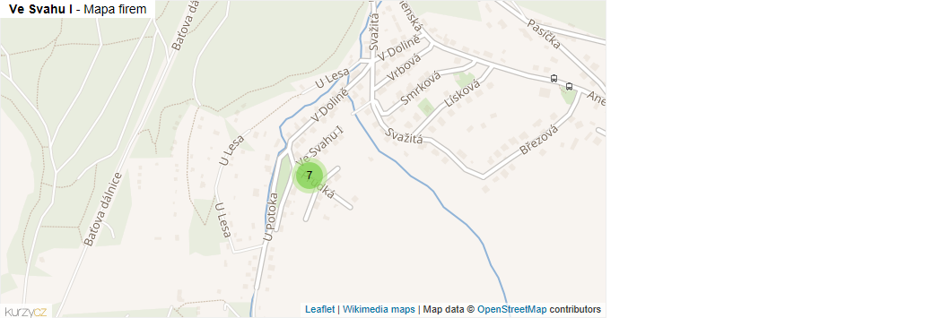 Mapa Ve Svahu I - Firmy v ulici.