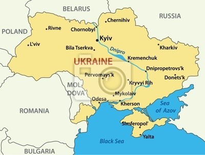 Mapa ukrajiny - vektorové ilustrace fototapeta • fototapety Dnipro, Lviv,  Kyjev | myloview.cz