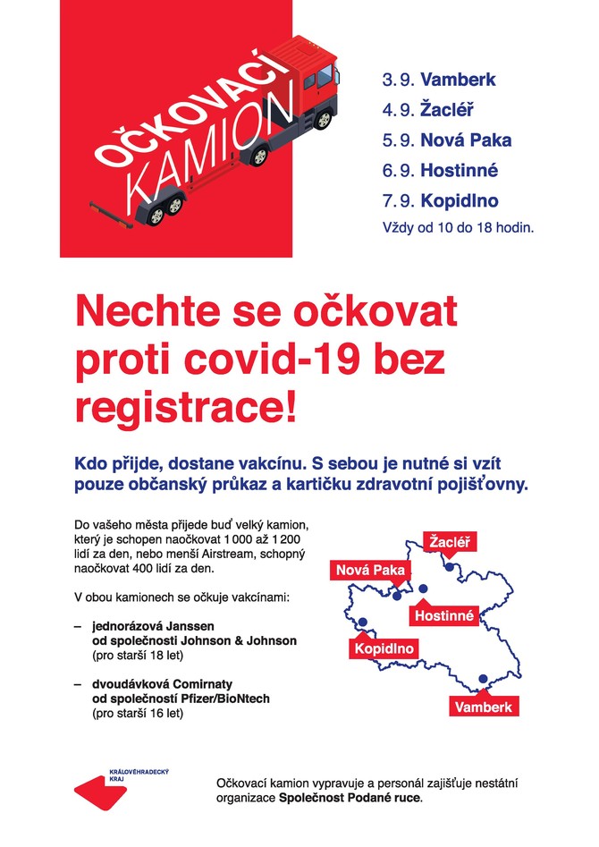 Další možnost očkování proti covid-19 zajistí v kraji očkovací kamion